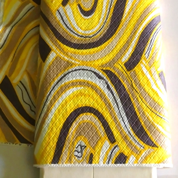 FABRIC YELLOW/GRAY WHITE POLY BLEND - Picture 5 of 6
